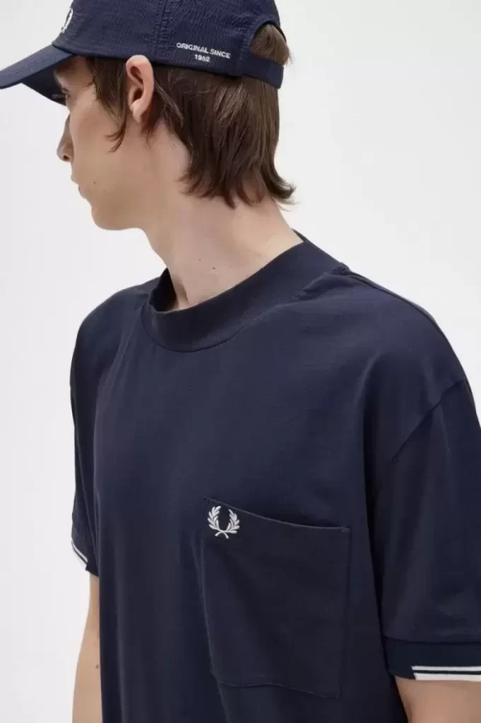Herren-T-Shirt mit gerippten Ärmeln