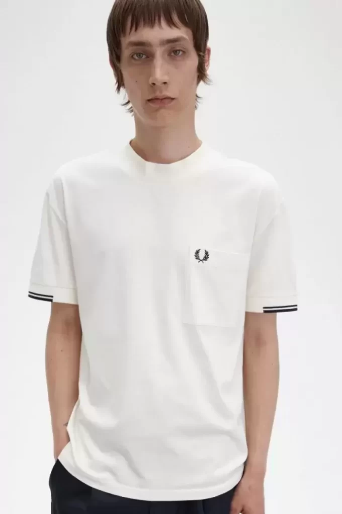 Herren-T-Shirt mit gerippten Ärmeln