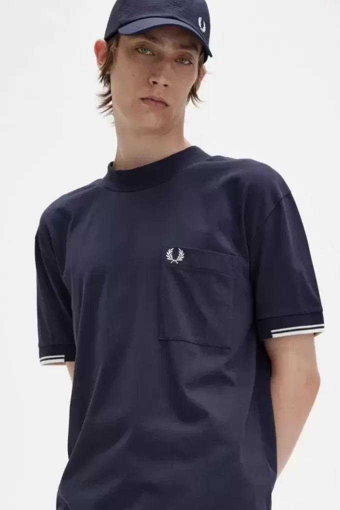 Herren-T-Shirt mit gerippten Ärmeln