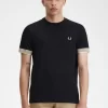 Herren-T-Shirt mit gestreiften Bündchen