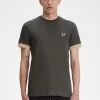 Herren-T-Shirt mit gestreiften Bündchen