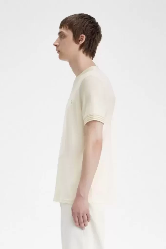 Herren-T-Shirt mit gestreiften Bündchen