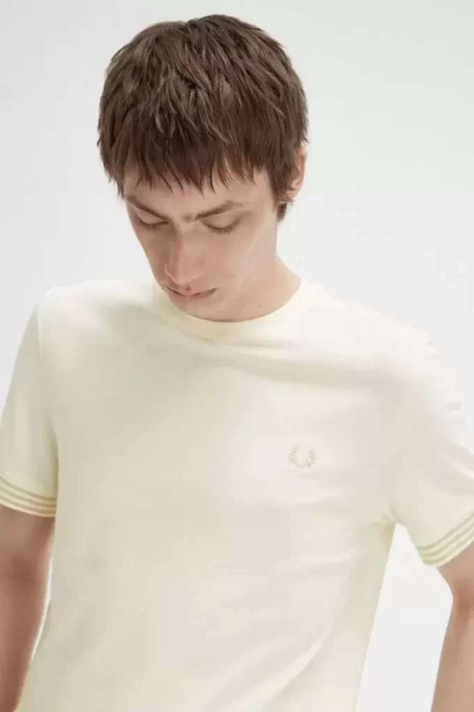 Herren-T-Shirt mit gestreiften Bündchen