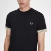 Herren-T-Shirt mit gestreiften Bündchen