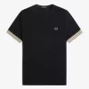 Herren-T-Shirt mit gestreiften Bündchen