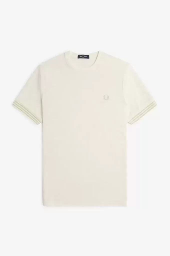 Herren-T-Shirt mit gestreiften Bündchen