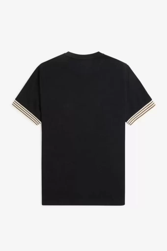 Herren-T-Shirt mit gestreiften Bündchen