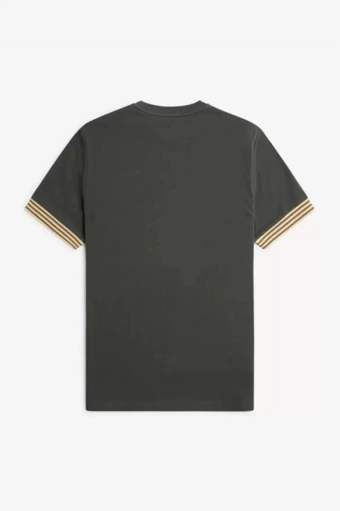 Herren-T-Shirt mit gestreiften Bündchen