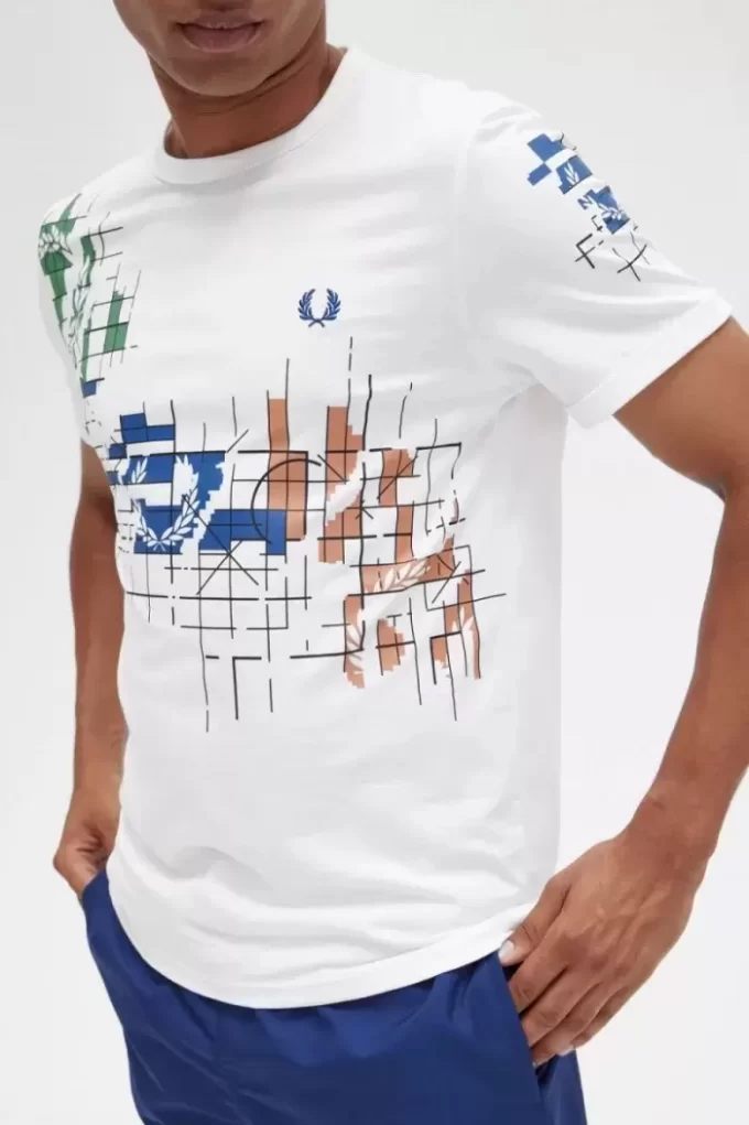 Herren-T-Shirt mit Gittermuster