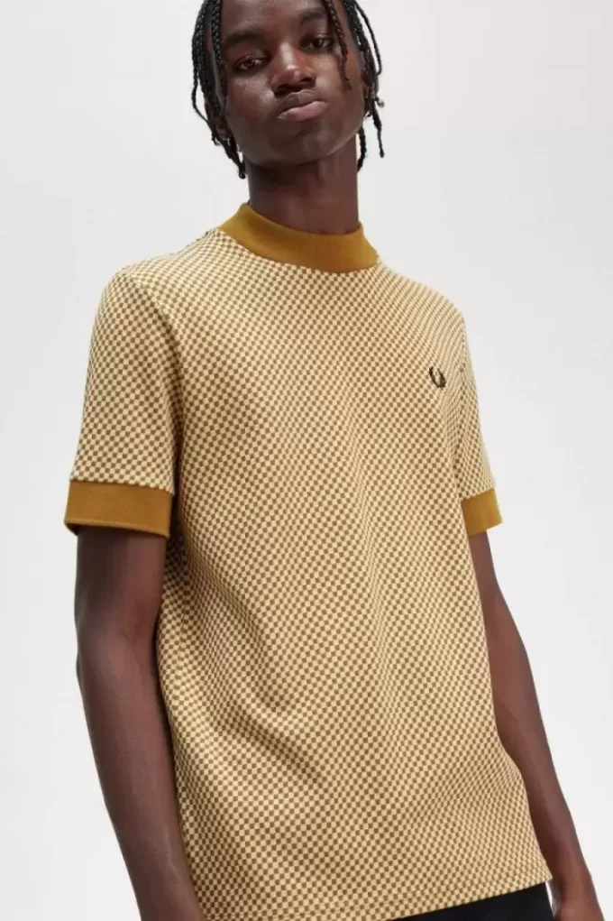 Herren-T-Shirt mit Mikro-Schachbrettmuster