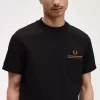 Herren-T-Shirt mit zwei Streifen und Tasche
