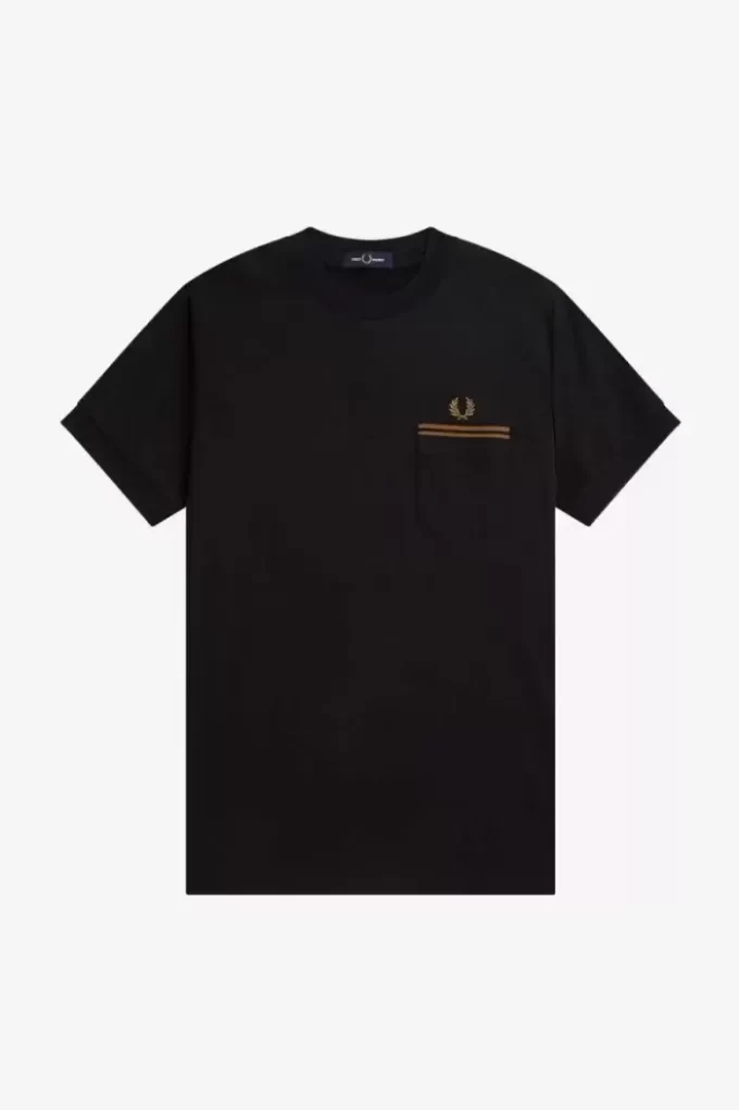 Herren-T-Shirt mit zwei Streifen und Tasche