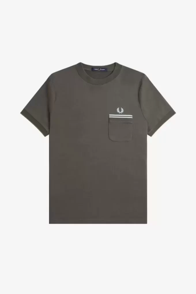 Herren-T-Shirt mit zwei Streifen und Tasche