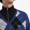 Herrenpullover mit V-Ausschnitt und Argyle-Muster aus Lammwolle