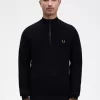Herrenpullover mit Waffelmuster und halbem Reißverschluss