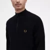Herrenpullover mit Waffelmuster und halbem Reißverschluss
