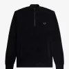 Herrenpullover mit Waffelmuster und halbem Reißverschluss