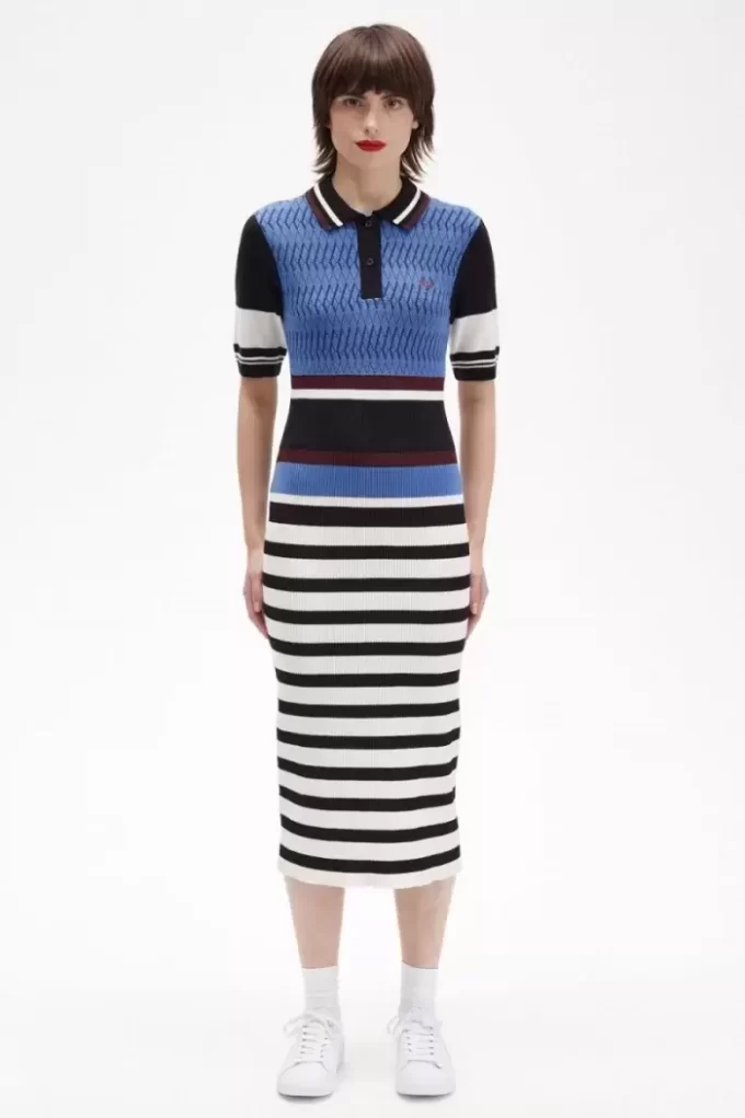 Jacquard-Strickkleid mit Streifen für Damen