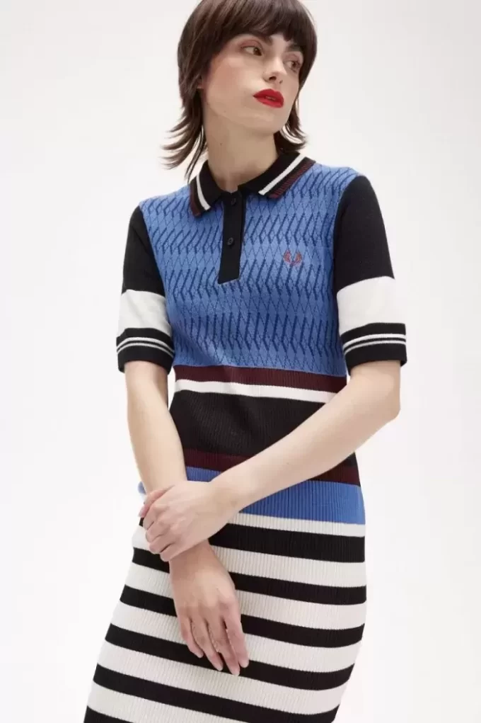 Jacquard-Strickkleid mit Streifen für Damen