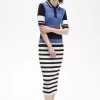 Jacquard-Strickkleid mit Streifen für Damen