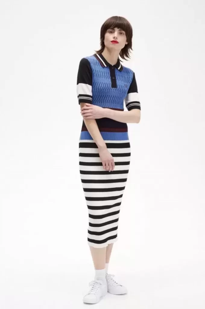 Jacquard-Strickkleid mit Streifen für Damen