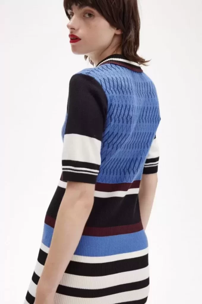 Jacquard-Strickkleid mit Streifen für Damen
