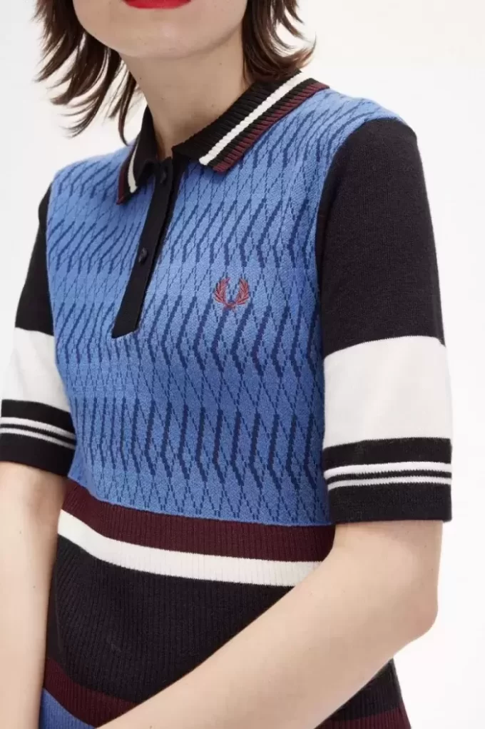 Jacquard-Strickkleid mit Streifen für Damen