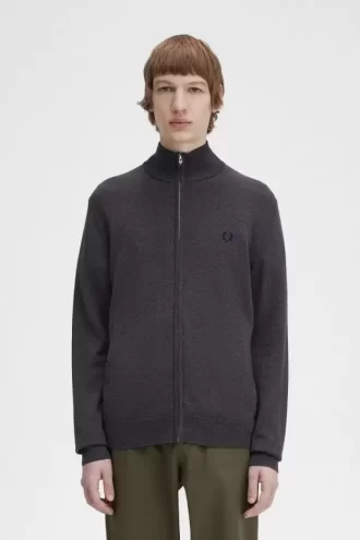 Klassischer Herren-Cardigan mit durchgehendem Reißverschluss