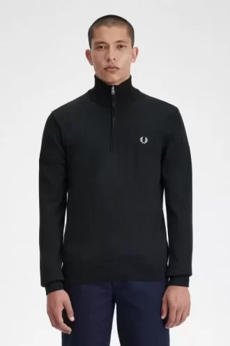 Klassischer Herrenpullover mit halbem Reißverschluss