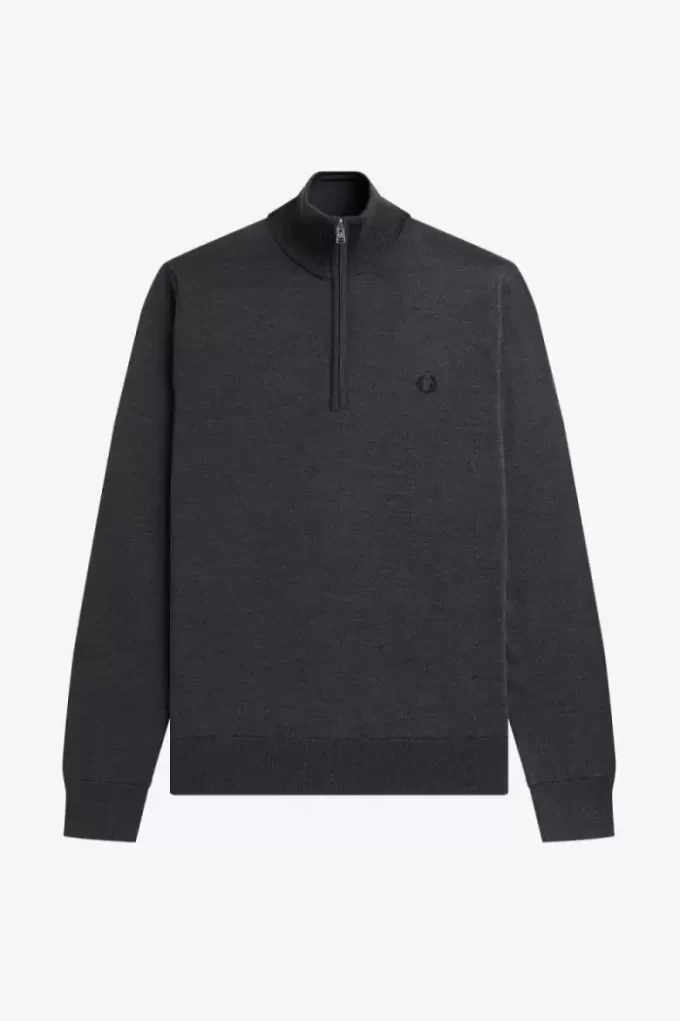 Klassischer Herrenpullover mit halbem Reißverschluss