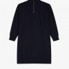 Kleid mit Stehkragen und Zierstreifen