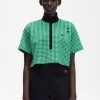 Kurzes Gingham-Piqué-Poloshirt für Damen