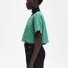 Kurzes Gingham-Piqué-Poloshirt für Damen