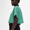 Kurzes Gingham-Piqué-Poloshirt für Damen