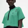 Kurzes Gingham-Piqué-Poloshirt für Damen