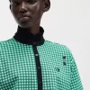 Kurzes Gingham-Piqué-Poloshirt für Damen