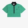 Kurzes Gingham-Piqué-Poloshirt für Damen