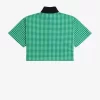 Kurzes Gingham-Piqué-Poloshirt für Damen
