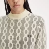 Kurzärmliger Damenpullover mit offenem Strickmuster