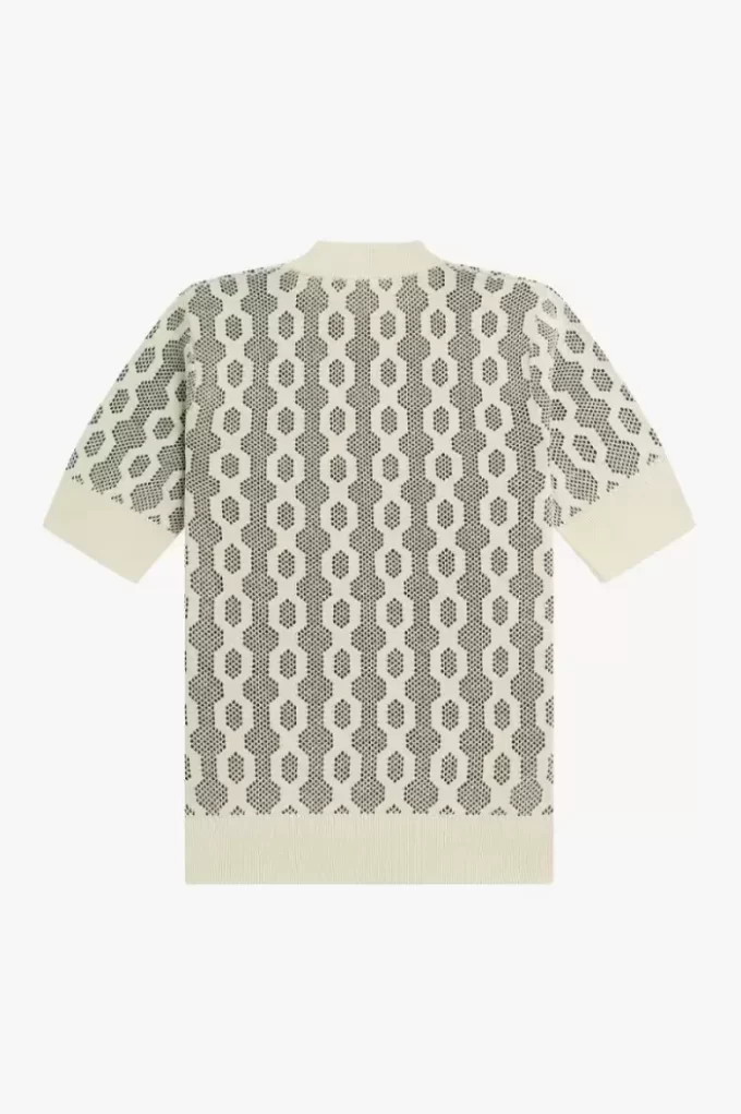 Kurzärmliger Damenpullover mit offenem Strickmuster