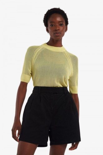 Kurzärmliger, offener Strickpullover