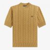 Kurzärmliger Zopfmusterpullover Strickmode