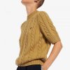 Kurzärmliger Zopfmusterpullover Strickmode