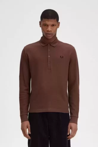 Langarm-Poloshirt aus Baumwolle mit Wabenmuster für Herren