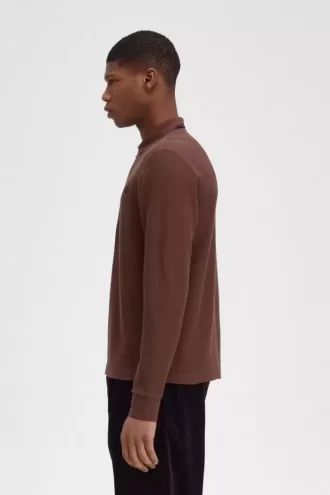 Langarm-Poloshirt aus Baumwolle mit Wabenmuster für Herren
