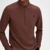 Langarm-Poloshirt aus Baumwolle mit Wabenmuster für Herren