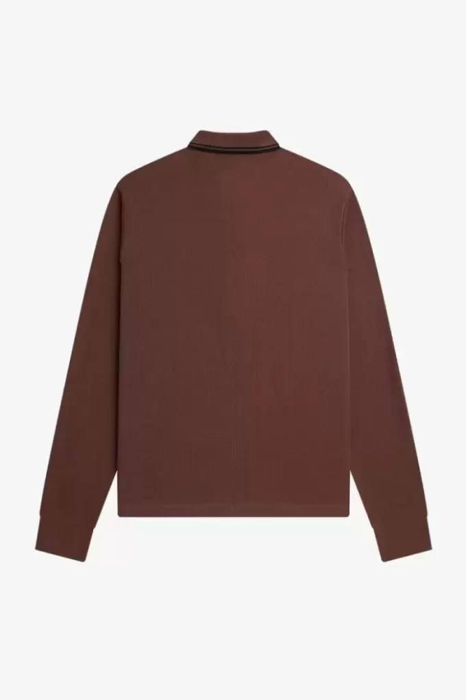 Langarm-Poloshirt aus Baumwolle mit Wabenmuster für Herren