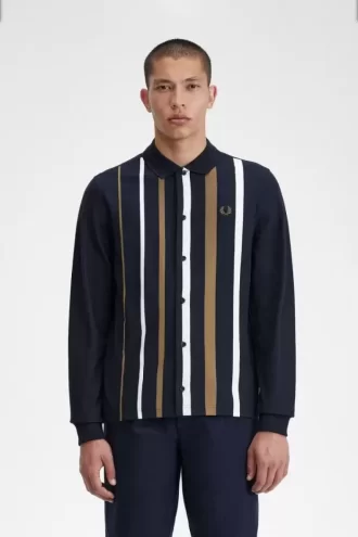 Langarm-Poloshirt mit Farbverlaufsstreifen für Herren