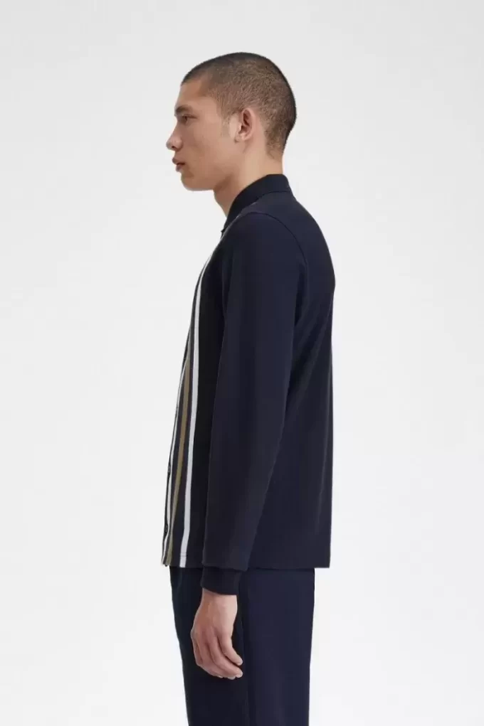 Langarm-Poloshirt mit Farbverlaufsstreifen für Herren