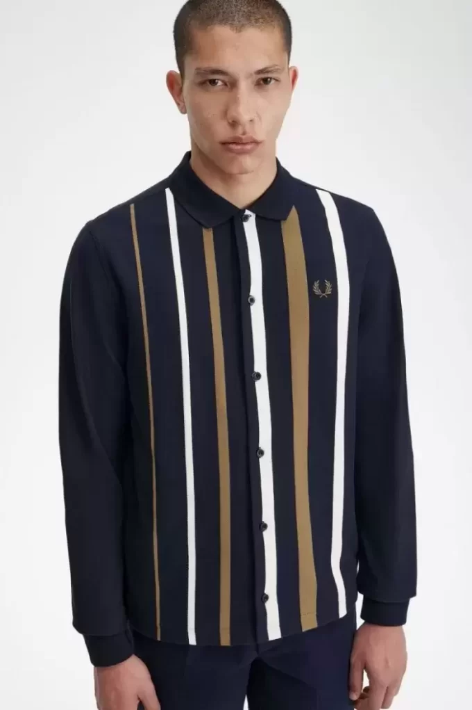 Langarm-Poloshirt mit Farbverlaufsstreifen für Herren